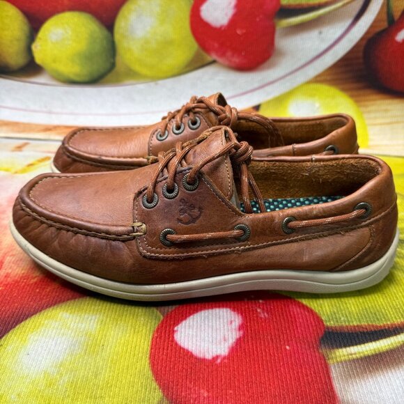 SAS Mens 8.5M Casual Boat Shoes Brown Leather Slip On Deck Moc Toe - Picture 1 of 10